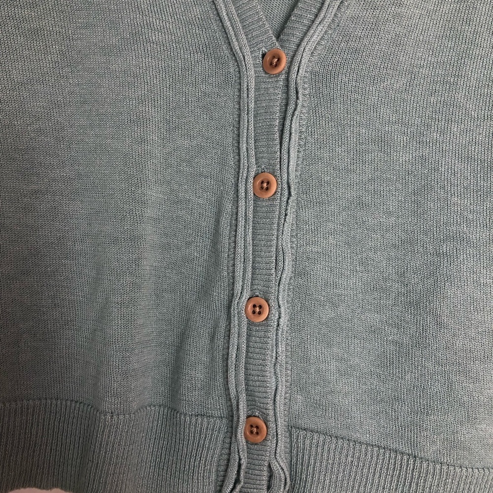 Ruehl No.925 Sea foam Green Cardigan Sweater Cashmere Silk Lightweight Womens XS - Picture 2 of 5